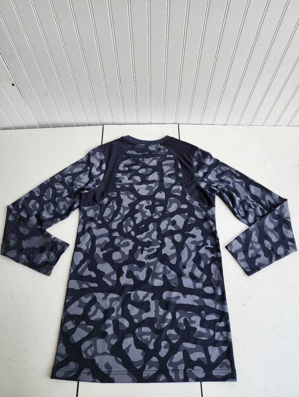 Nike Air Jordan Long Sleeve Black Gray Camo Shirt Men's Compression Top Sz S